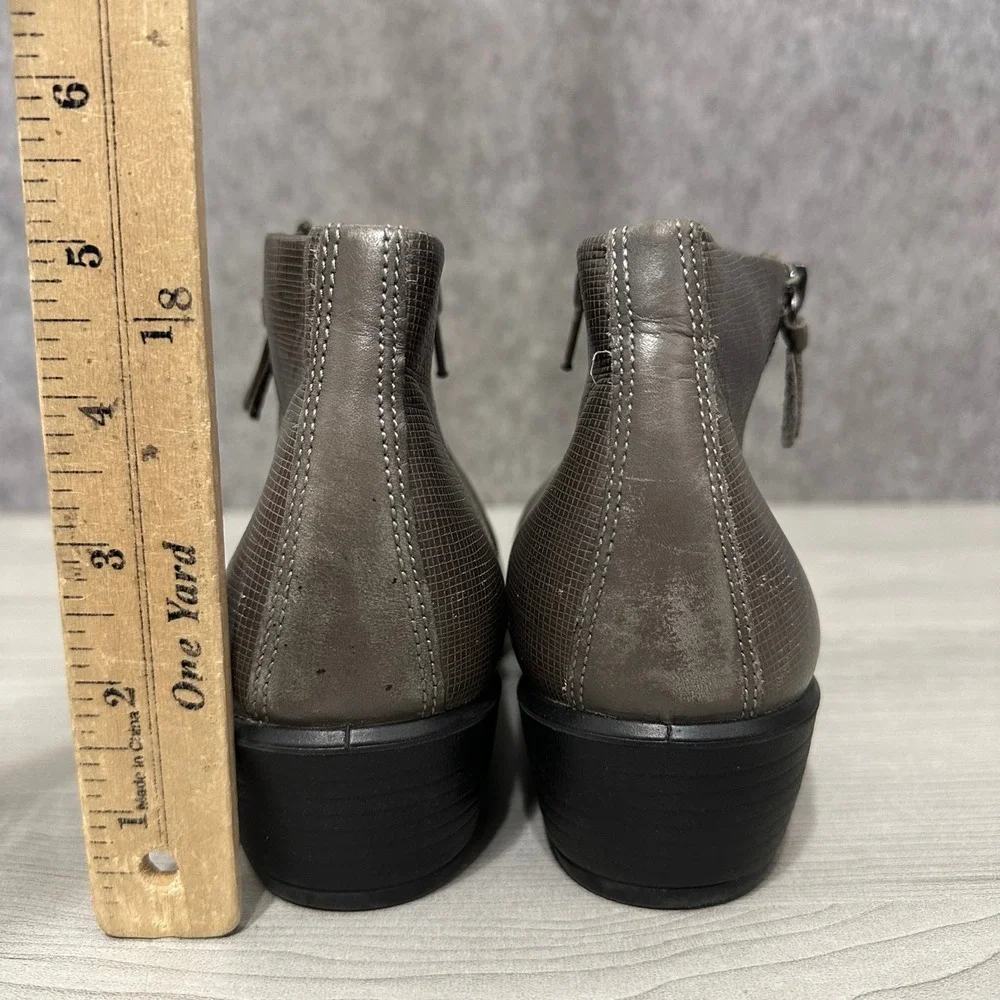 ECCO Touch 35 Ankle Boots Womens 42 US 11-11.5 Grey Leather Block Heel‎ Booties